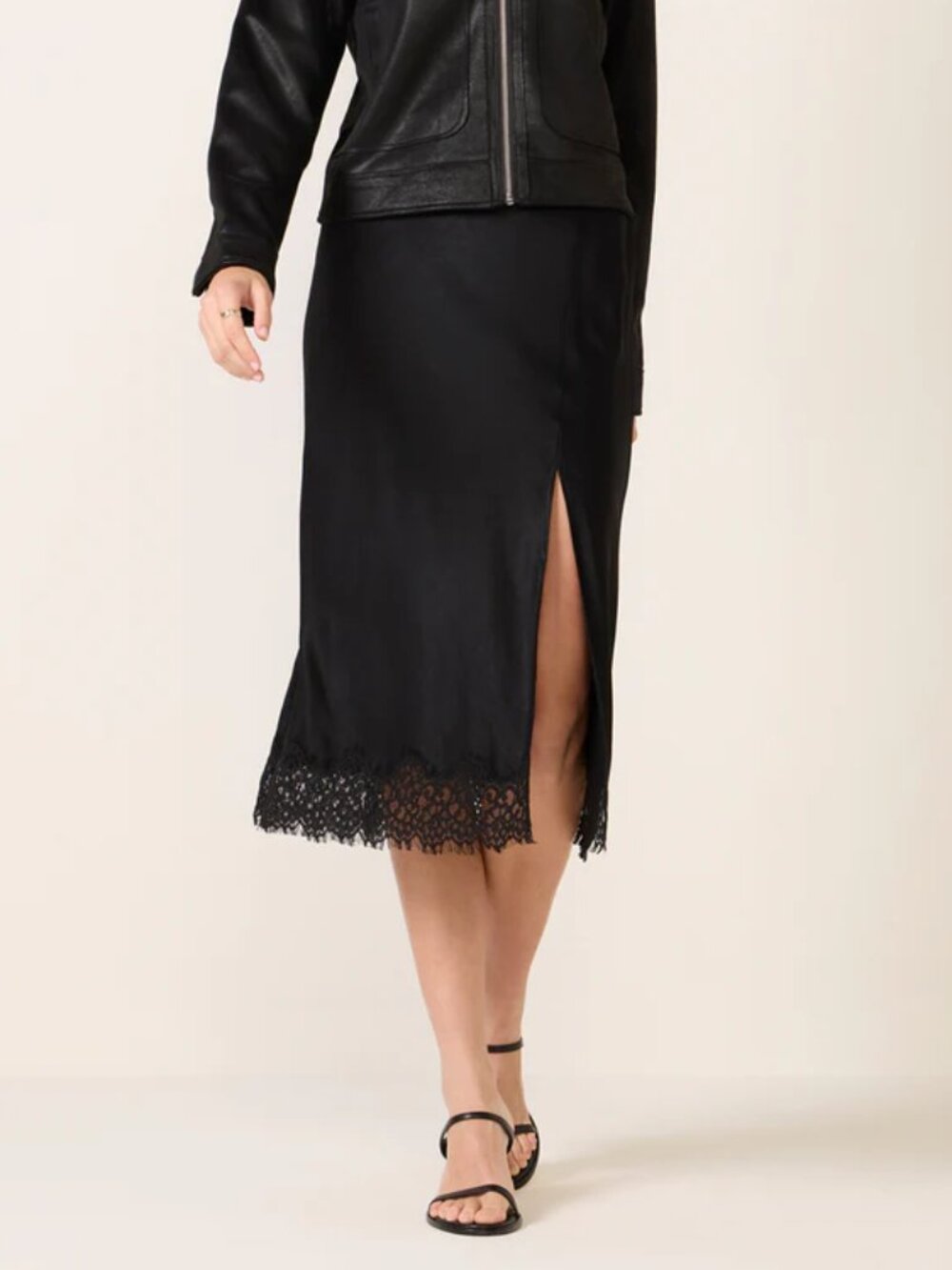 Sanctuary  Satin Skirt w Lace, black, S, NWT